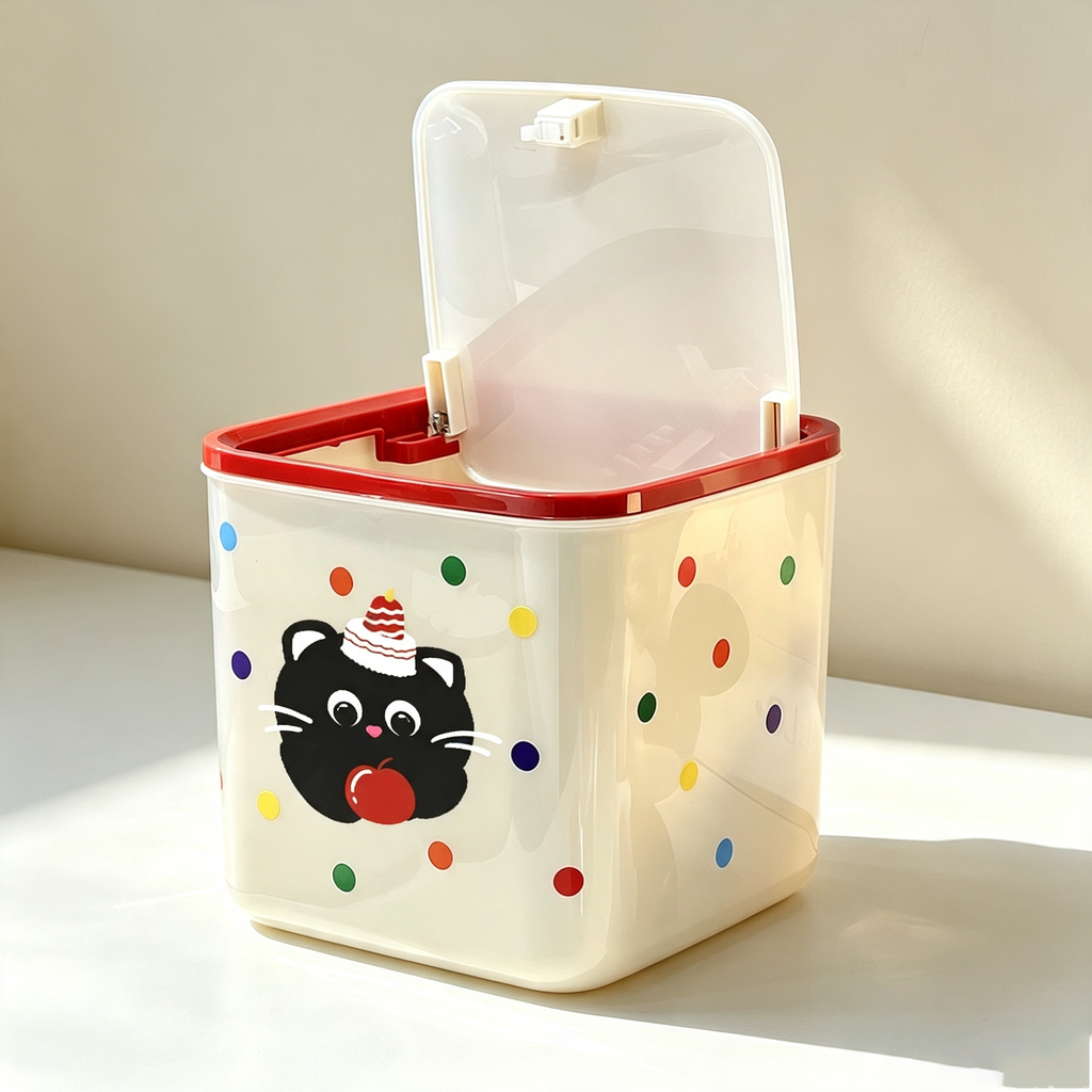 Cartoon Cat Polka-Dot Flip-Top Storage Box