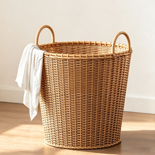 Faux Rattan Laundry Basket