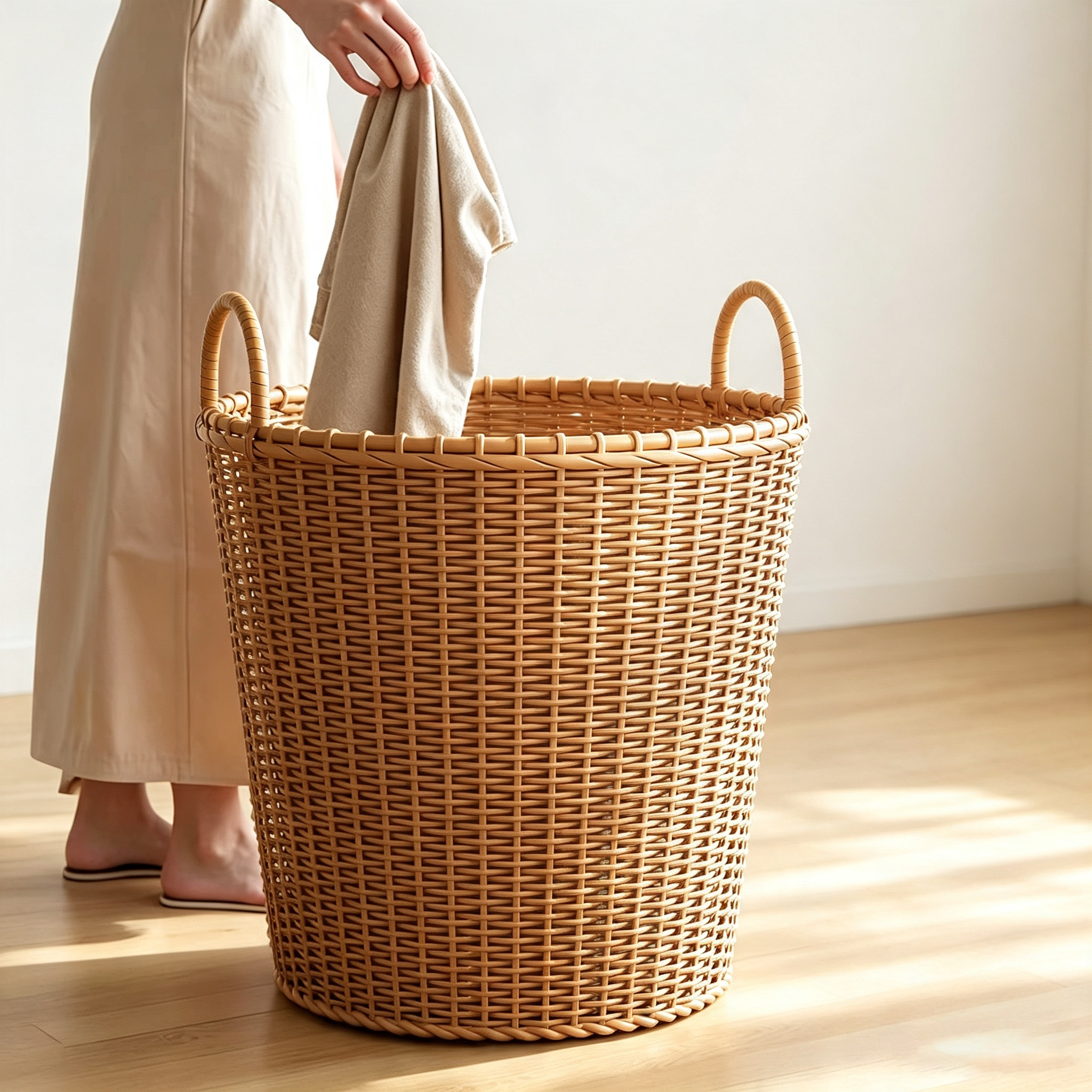 Faux Rattan Laundry Basket