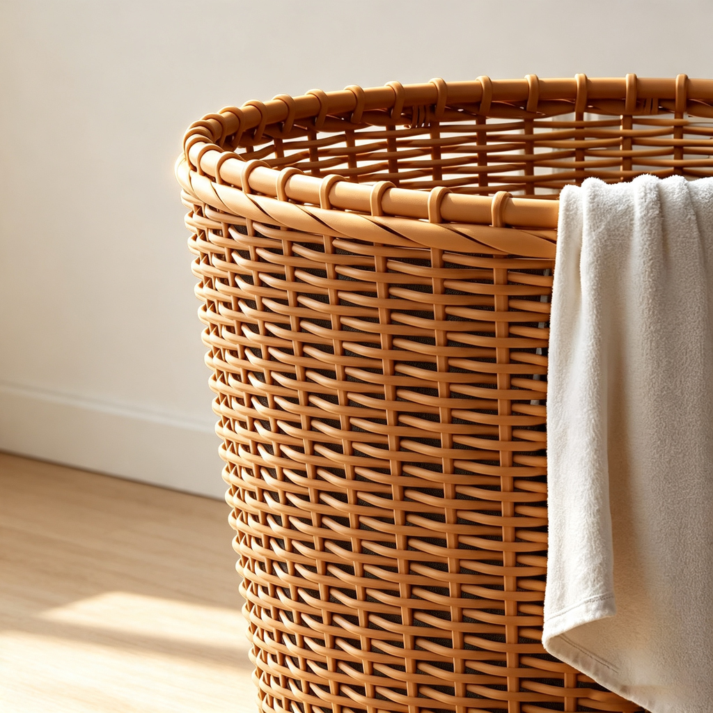 Faux Rattan Laundry Basket