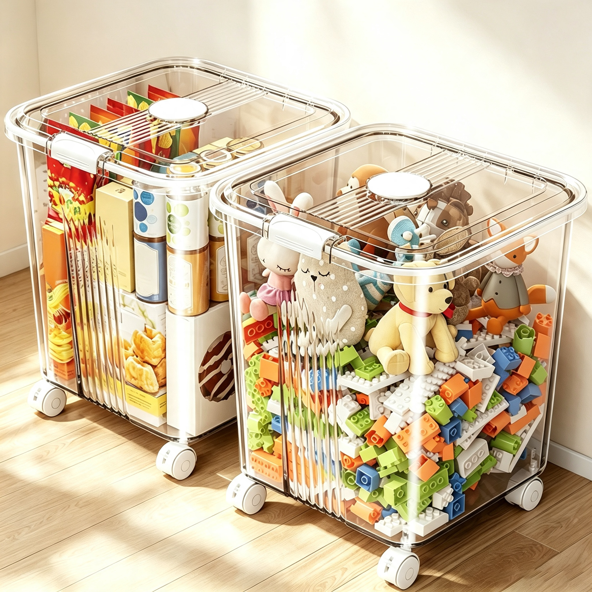 Large-Capacity Transparent Wheeled Storage Box