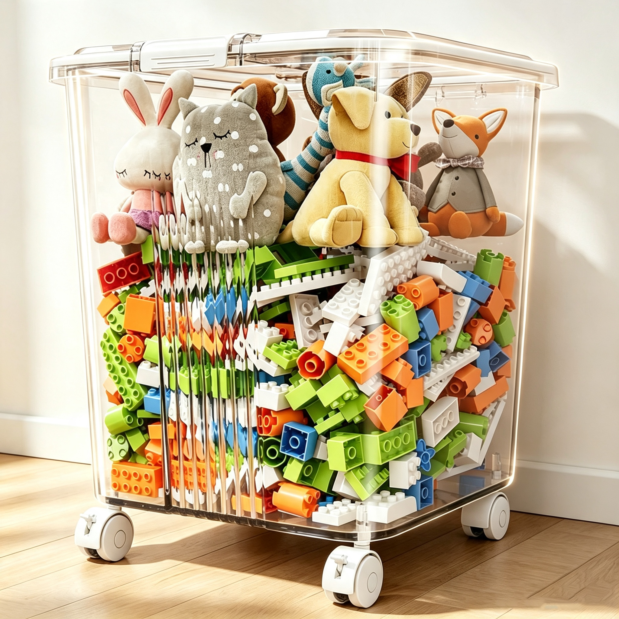 Large-Capacity Transparent Wheeled Storage Box