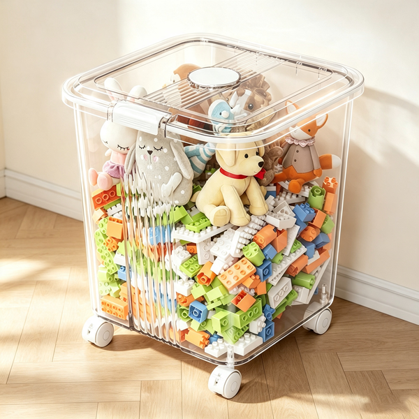 Large-Capacity Transparent Wheeled Storage Box