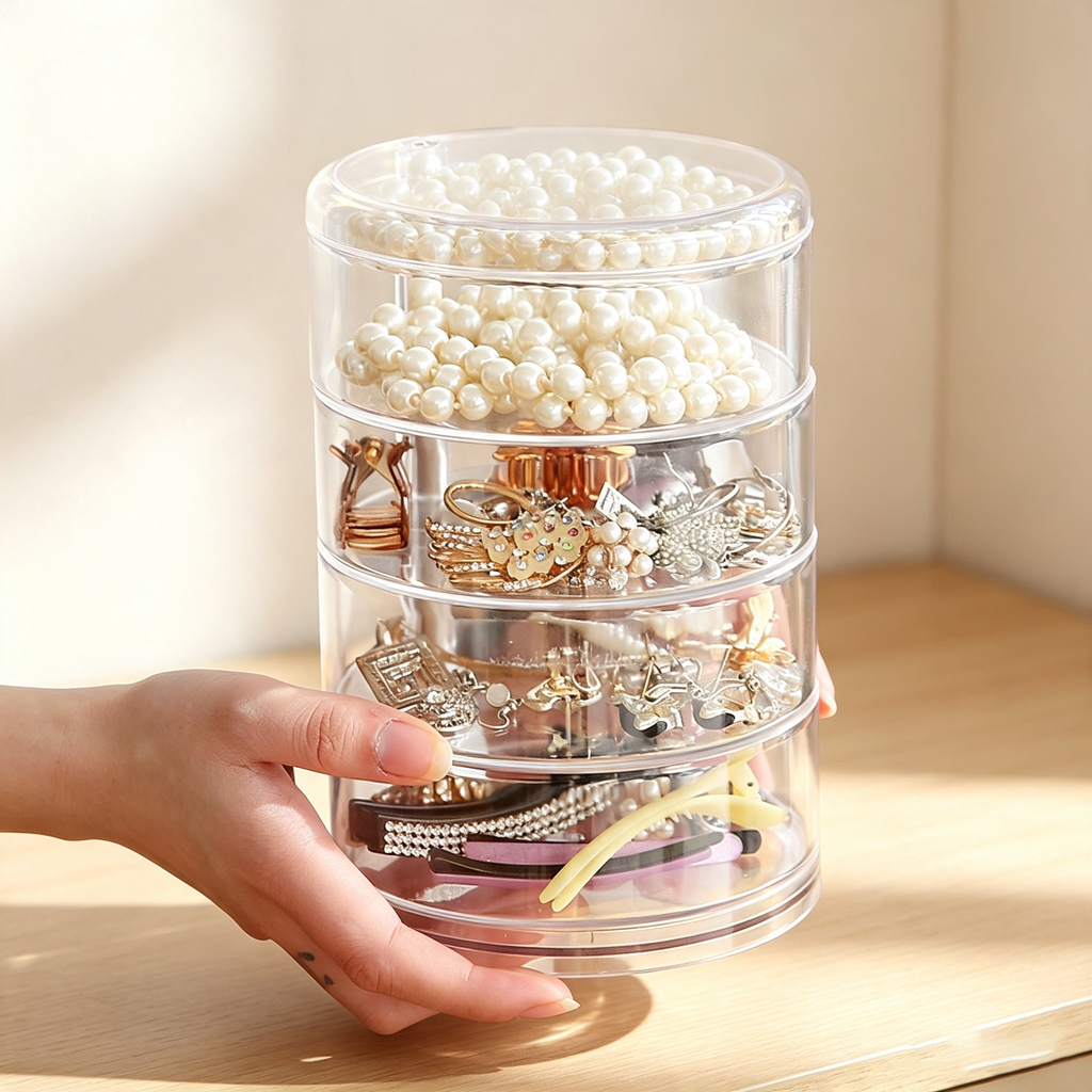 Multi-Tier Rotating Clear Jewelry Organizer