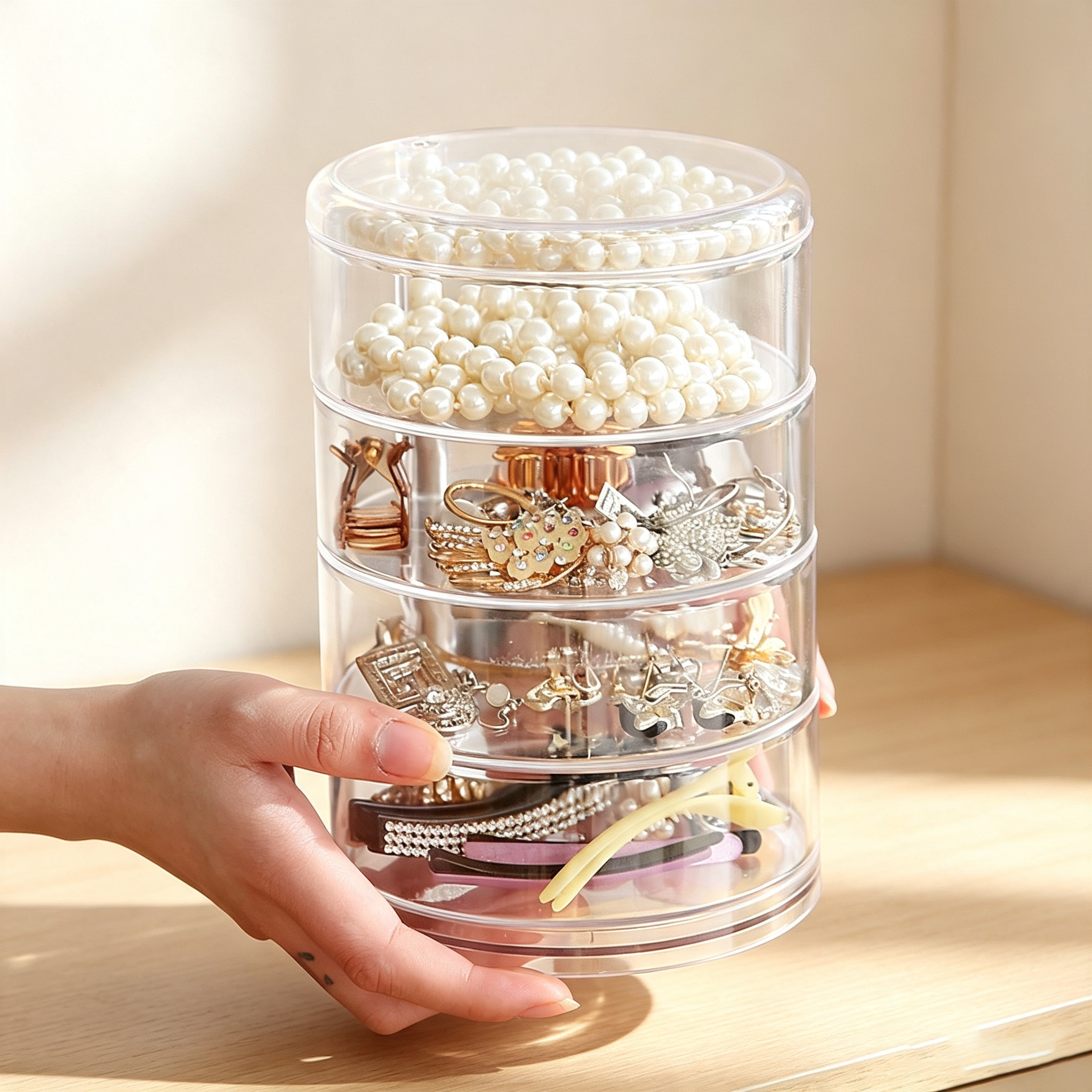 Multi-Tier Rotating Clear Jewelry Organizer