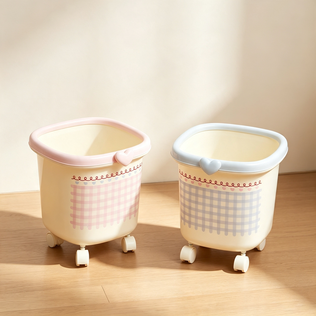 Sweetheart Girl Style Wheeled Trash Can