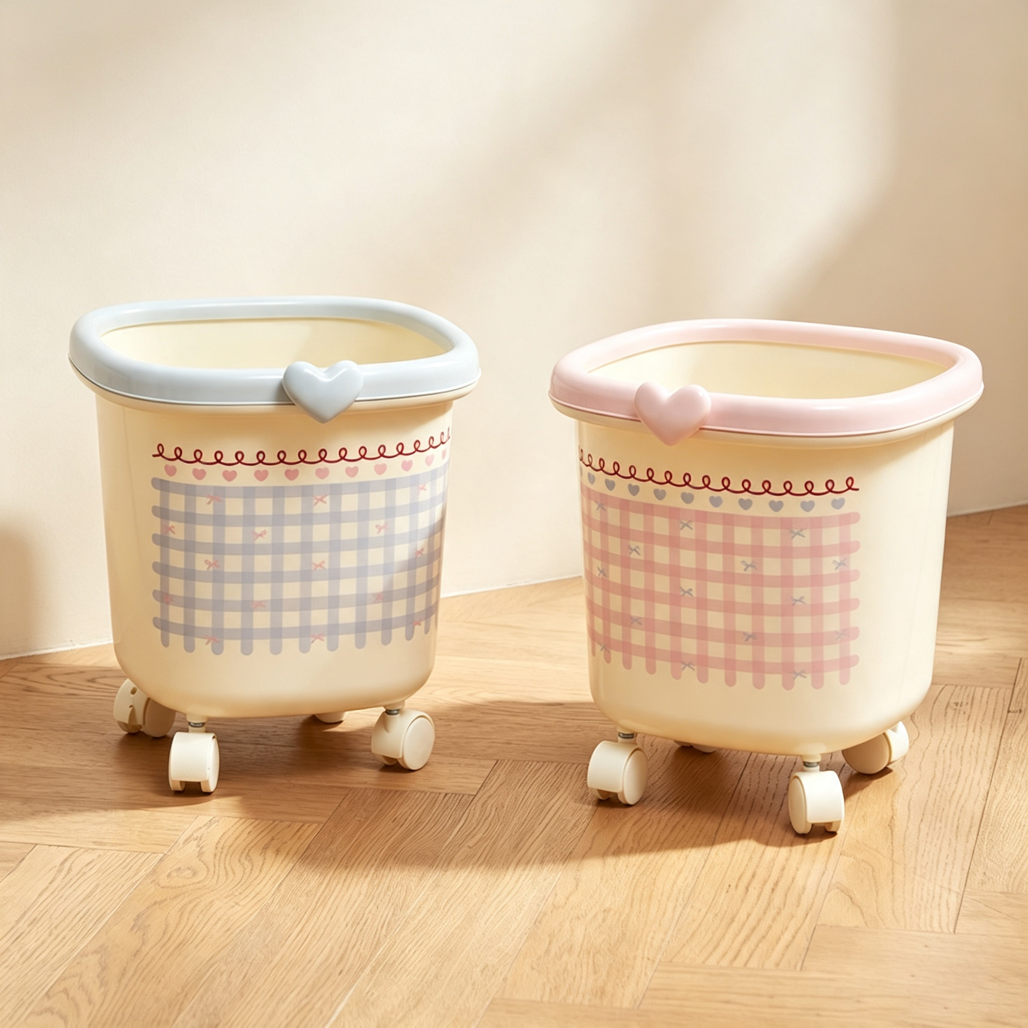 Sweetheart Girl Style Wheeled Trash Can