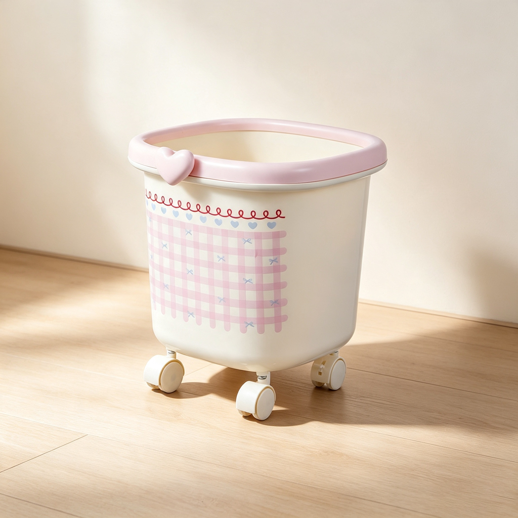 Sweetheart Girl Style Wheeled Trash Can