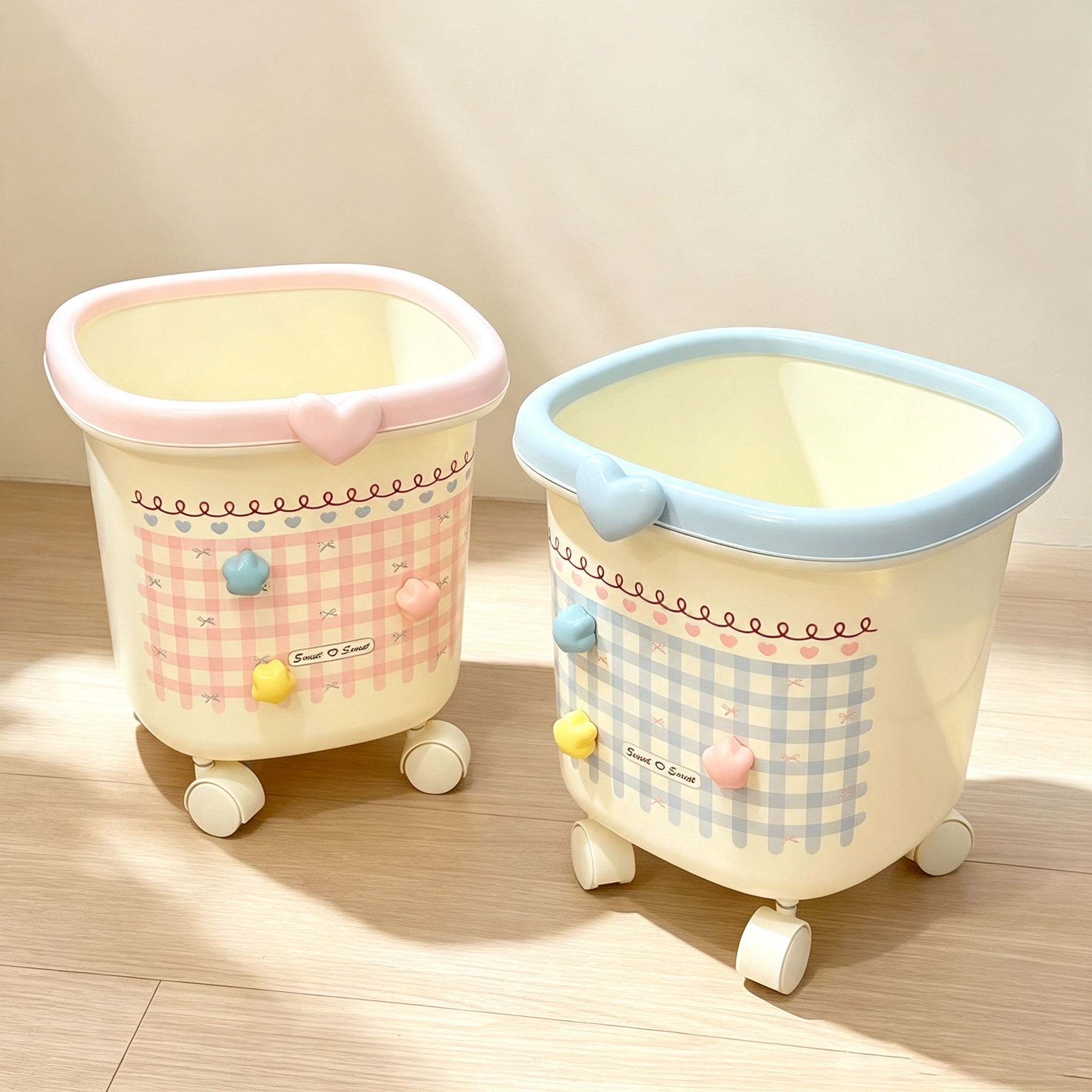 Sweetheart Girl Style Wheeled Trash Can