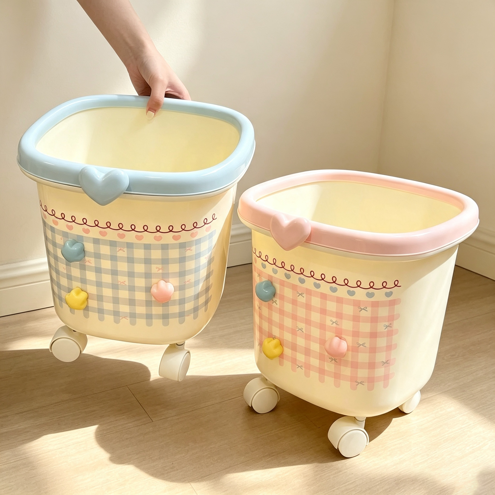 Sweetheart Girl Style Wheeled Trash Can